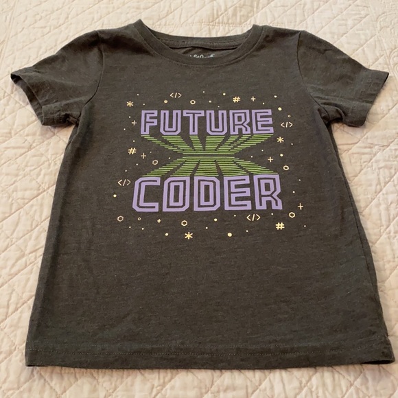 Cat & Jack | Future Coder Graphic Crewneck Short Sleeve T-Shirt Gray Grey (2T) - Picture 3 of 7